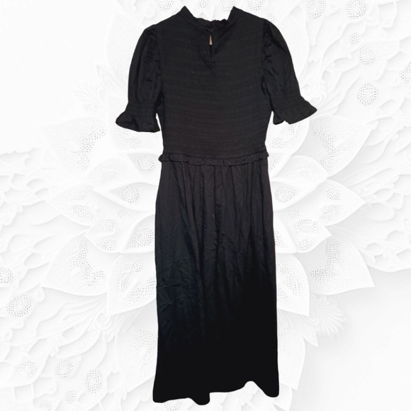 Gap‎ Black Cotton Puff Sleeved Midi DressSize Medium - Picture 5 of 5